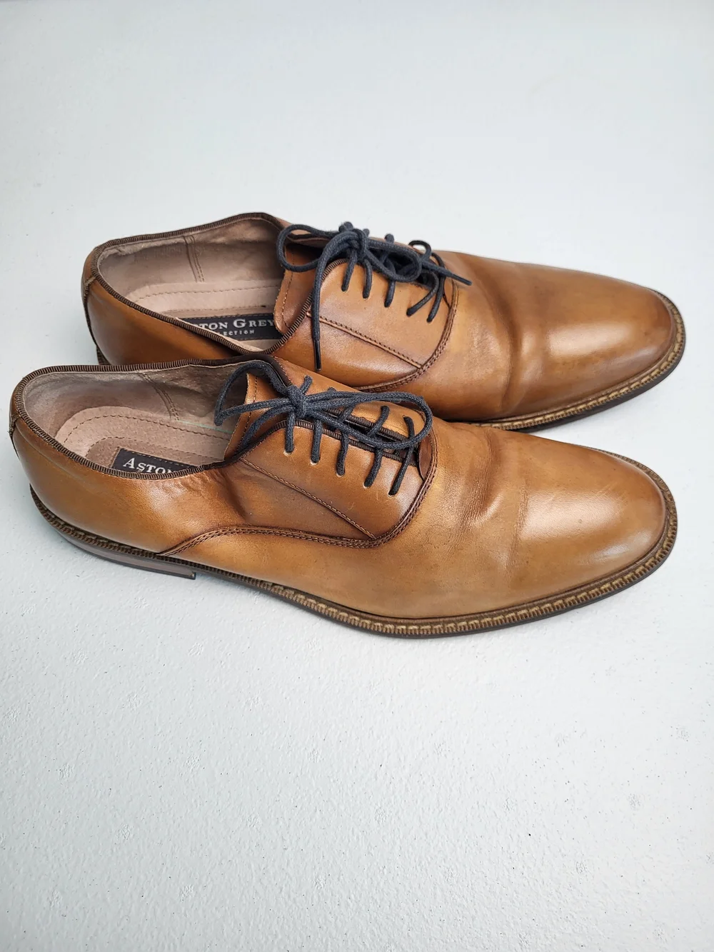 Aston Grey Men's Cognac Leather Derby Shoes
